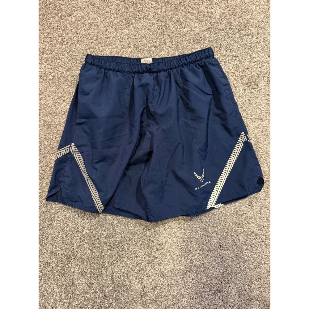 US Air Force PT Shorts Mens Medium Blue IPTU Training Trunks Reflective Logo 5in